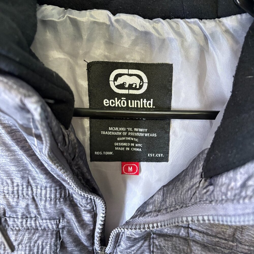 Ecko Unlimited puffer vest with sweatshirt hood